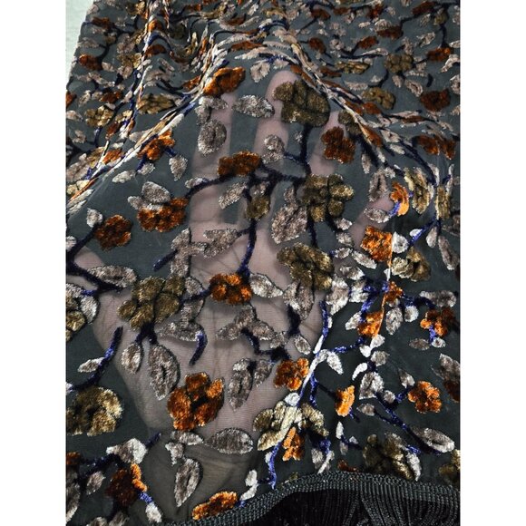 Cato Womens Multicolor‎ Floral Velvet Burnout Fringe Kimono Open Front One Size - Picture 8 of 14